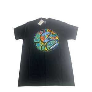 Native Northwest Whale T-Shirt Maynard Johnny Jr Indigenous Art Black Womens M